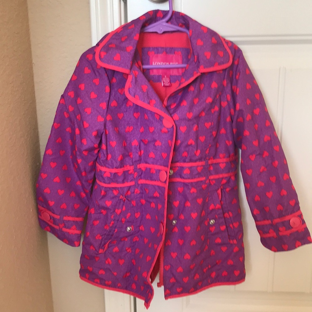 Heart pink and purple winter coat